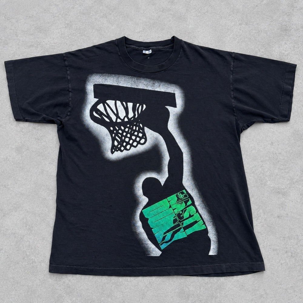 Vintage 90s Nasty Dunk Basketball Shaquille O'neal Graphic T-Shirt XL Black 90s
